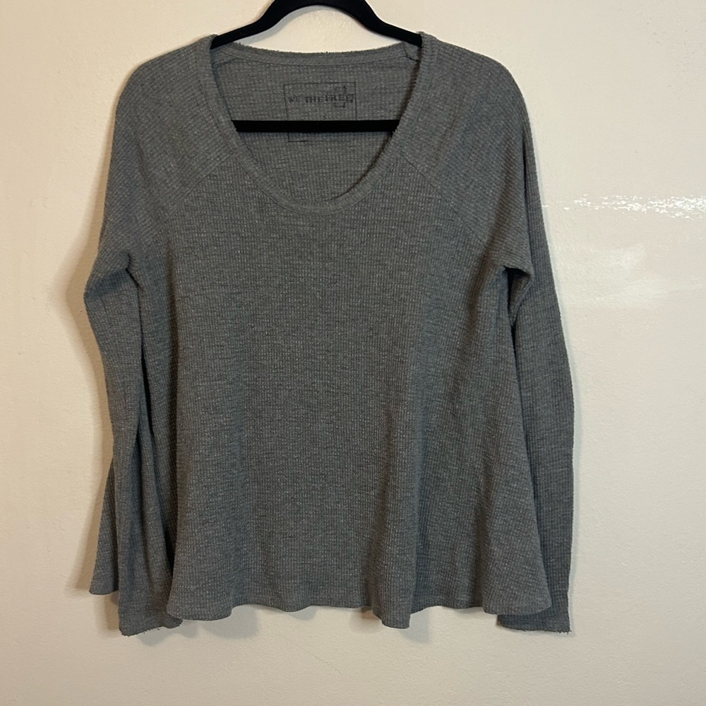 We The Free Gray Waffle Knit Henley